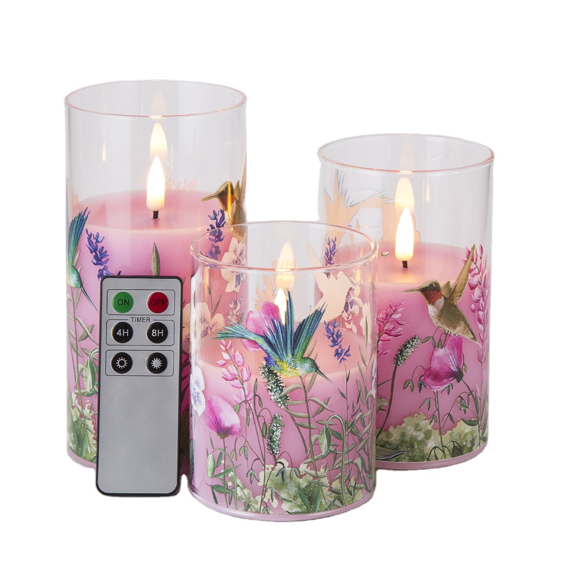 Бестселлер 3d real flame D7.5 H10 H12.5 H15 столбик розовое стекло украшение для дома дистанционный таймер velas