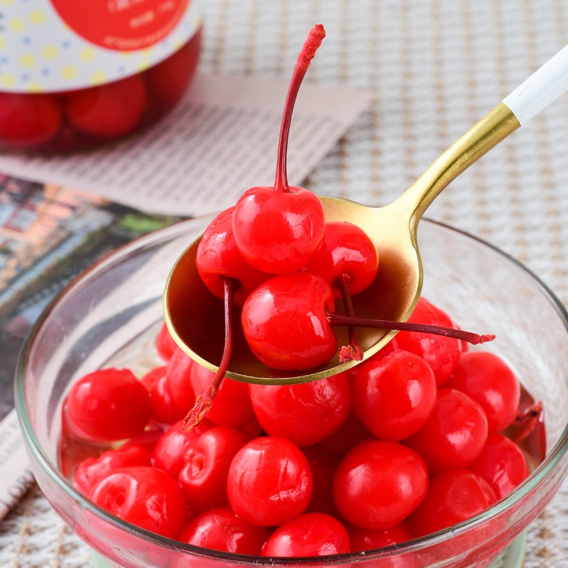 Оптовая продажа, консервированные фрукты Maraschino, красные вишни в сиропе, блюда, украшения для торта