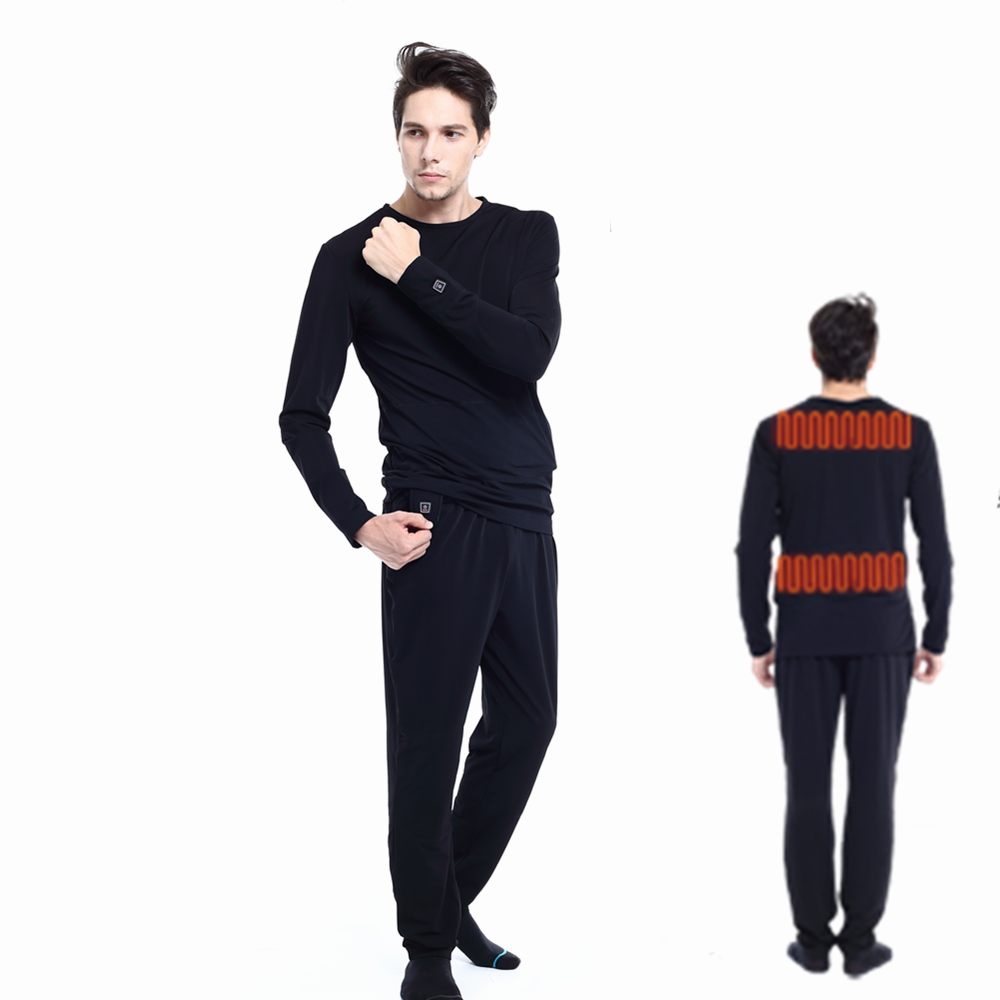Fitness Polyester Thick Rechargeable Battery Self-heating Ski Long Thermal Underwear for Men