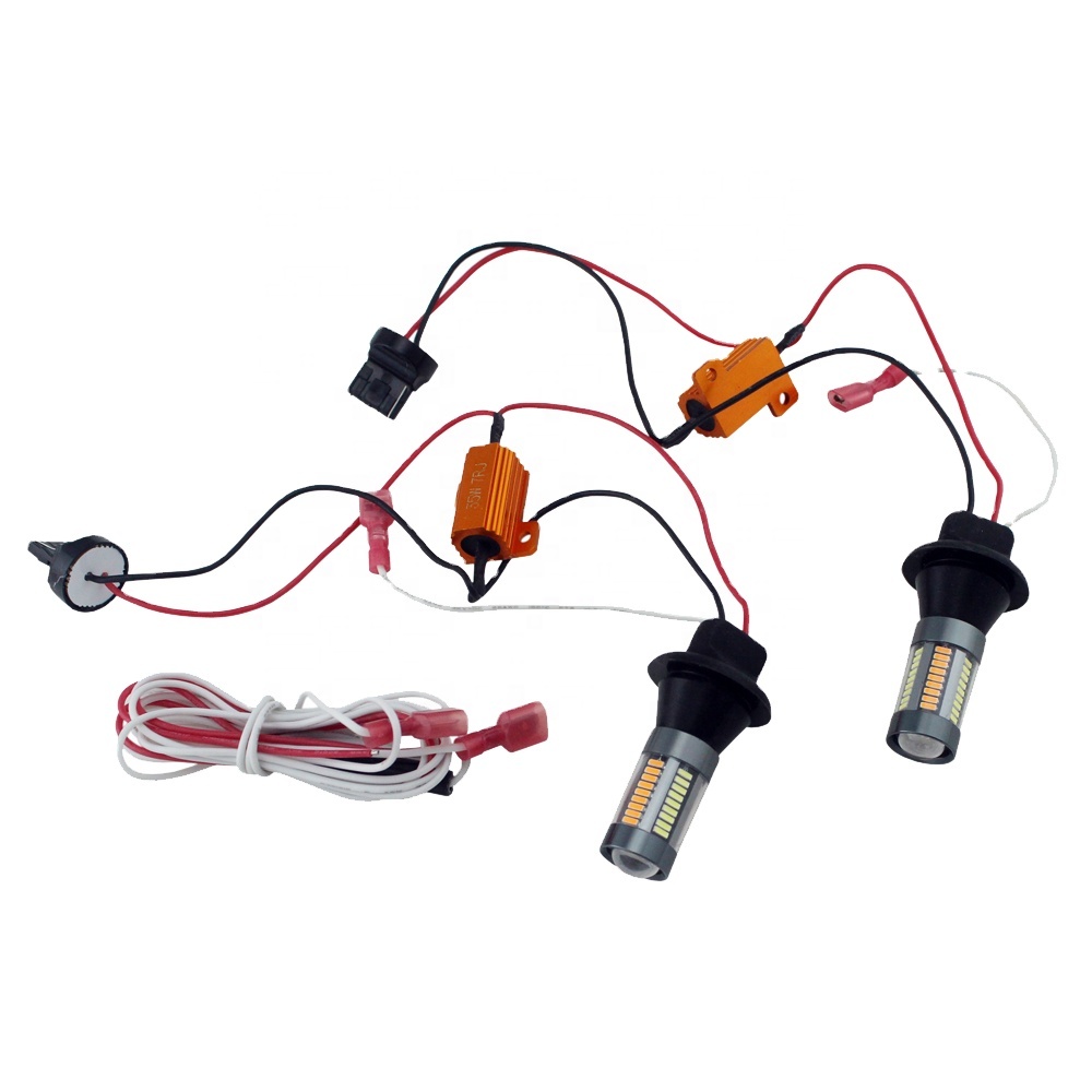 T20 1156 7440 Ba15s BAU15S 66SMD автомобильный LED DRL свет двойной цвет переключение сигнала поворота лампа дневного света Canbus