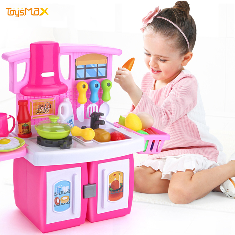Cute Kids Picnic Kitchen Toy Sets Portable Kitchen Accessories Basket Toys Play Foods Play Sink Pretend Kitchen Toys For Kids