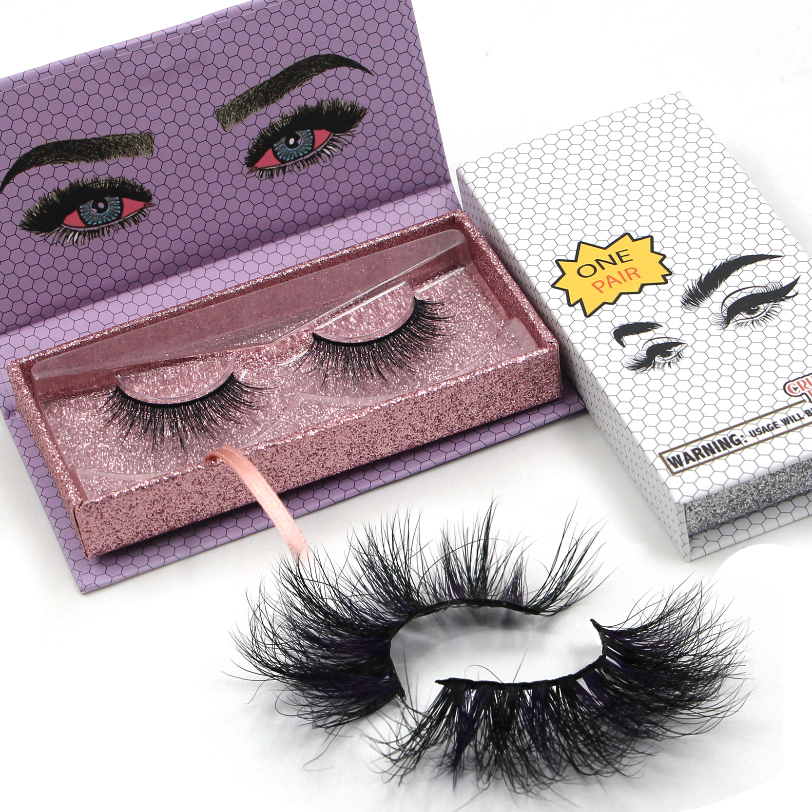 Luxurious False Eyelash Lashbox Custom Customized Square Eyelash Packaging Lashes and Wholesale Eyelash Box with Logo