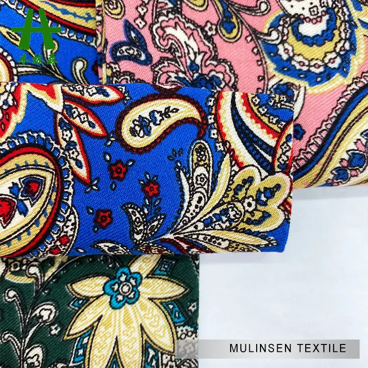Viscose Fabric Mulinsen Textile High Quality 100% Viscose Printed 30s*24s 100% Rayon Twill Fabric
