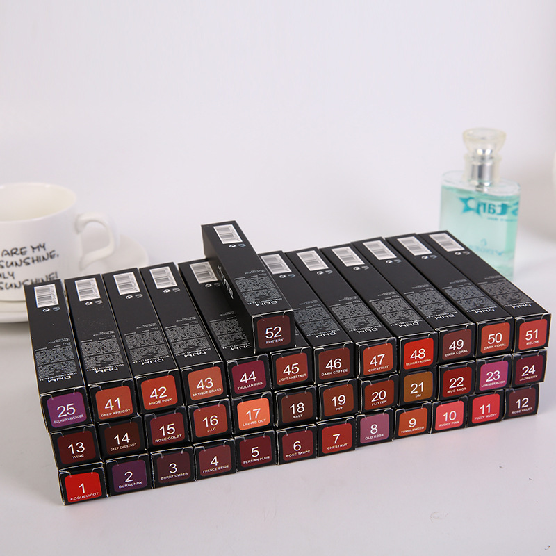 Wholesale matte matte velvet non-stick cup waterproof 52 color lip gloss liquid lipstick lip glaze makeup