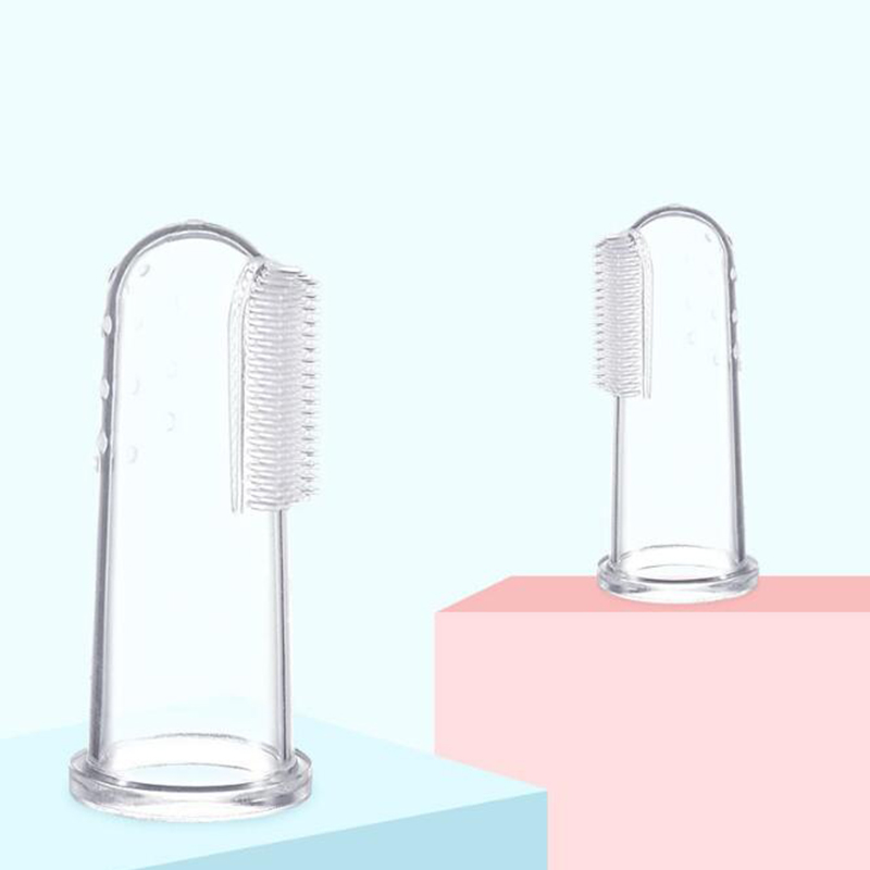 New Design BPA Free 100% Medical Grade Kids Travel Baby Soft Silicone Finger Toothbrush With Case Package