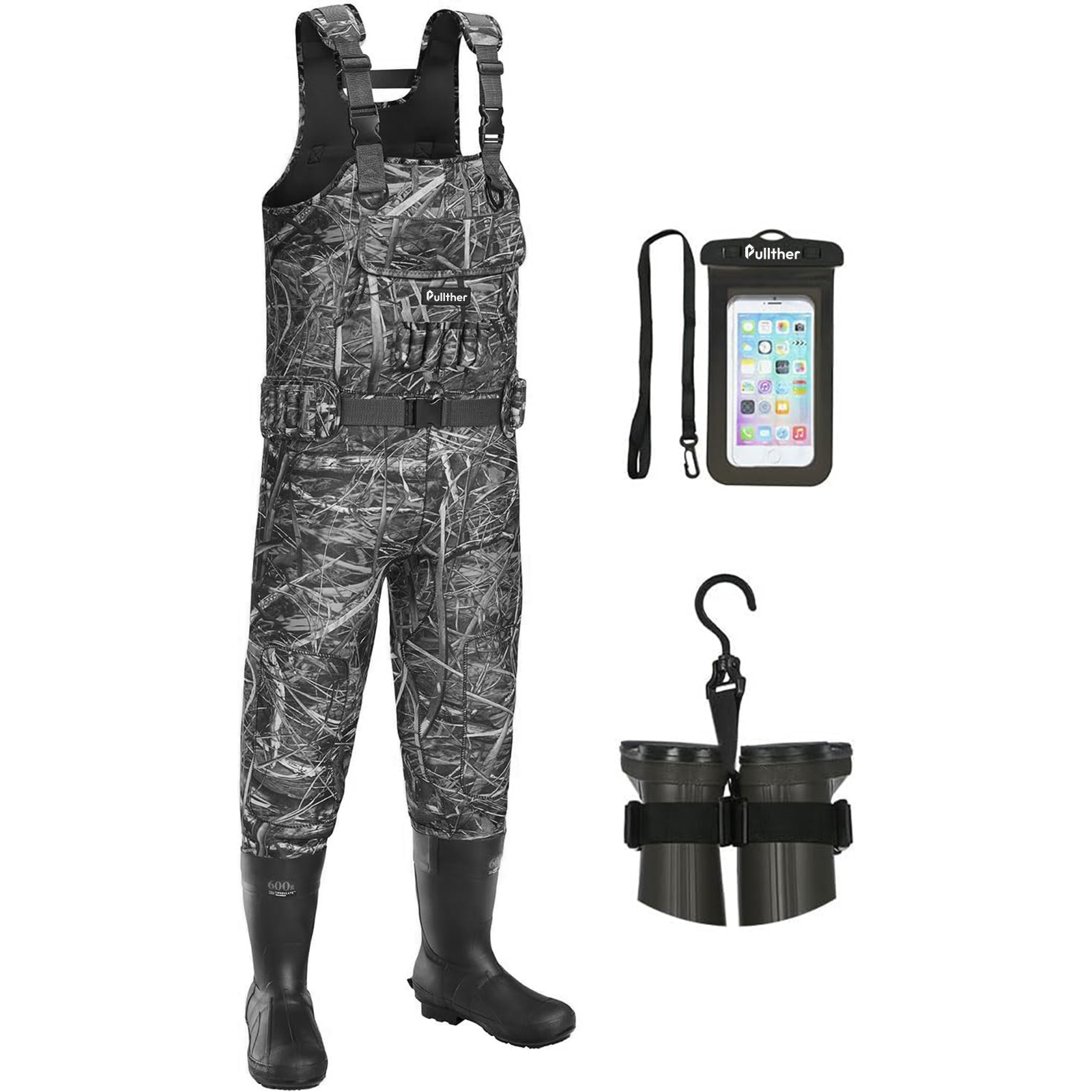 2025 New Waterproof and Anti slip Chloroprene Rubber Boots Camouflage Chest Water Men's Fishing Equipment