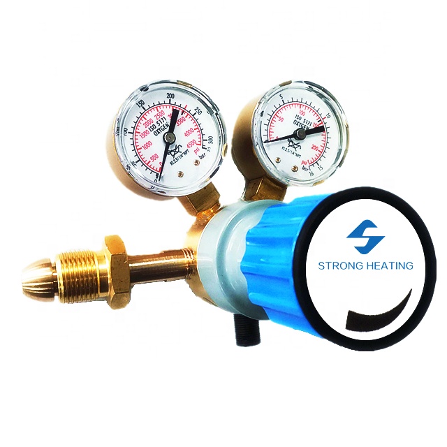 O2 N2 H2 He Ar Air gas cylinder pressure gauge bar Kpa Psi single stage spring adjustable brass bonnet gas regulator