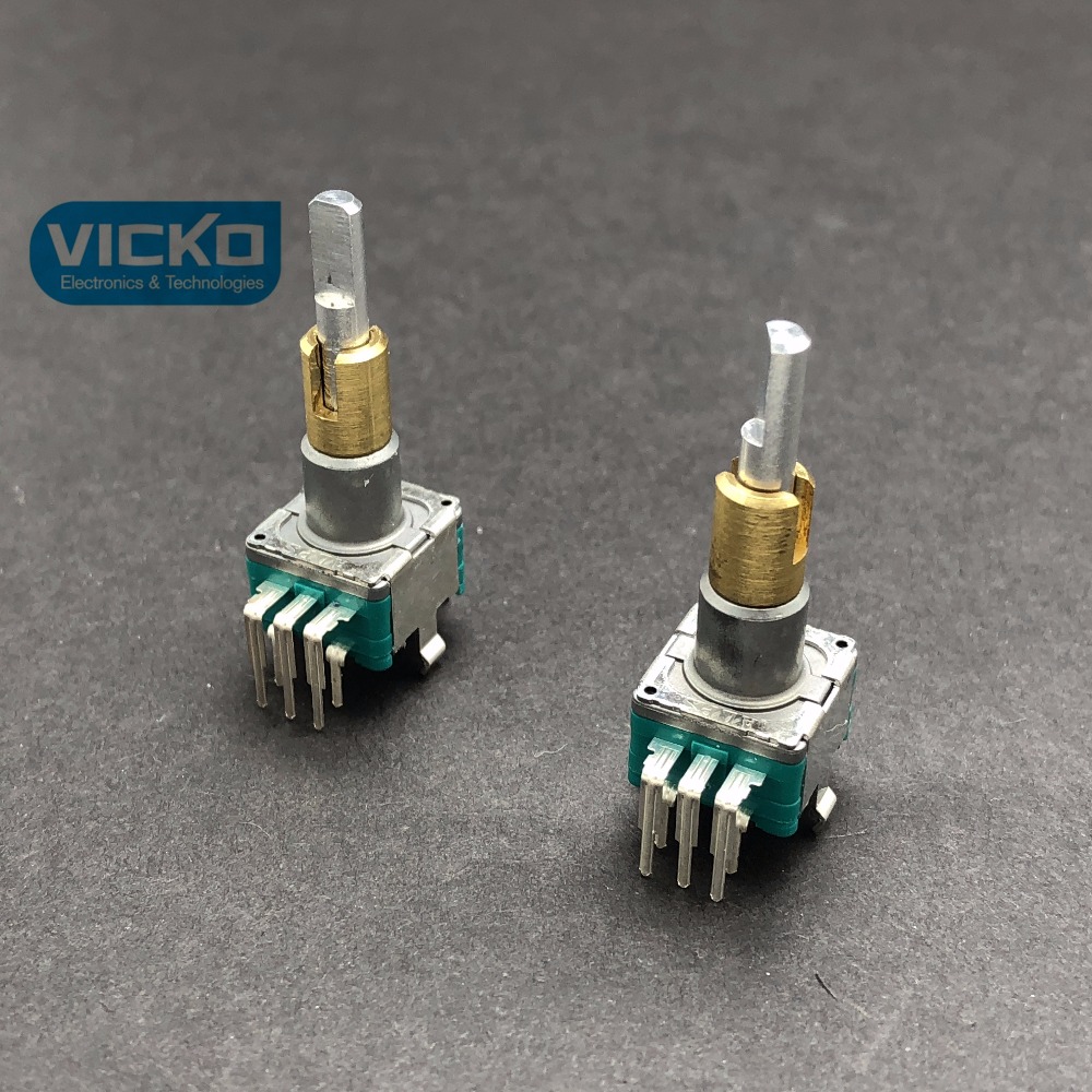 Двойной кодировщик ALPS EC11EBB24C03, двойной кодировщик EC11E BB24C03 с переключателем, 15 импульсных точек, плавный 30 позиционный вал 25 мм, двухосный поворот