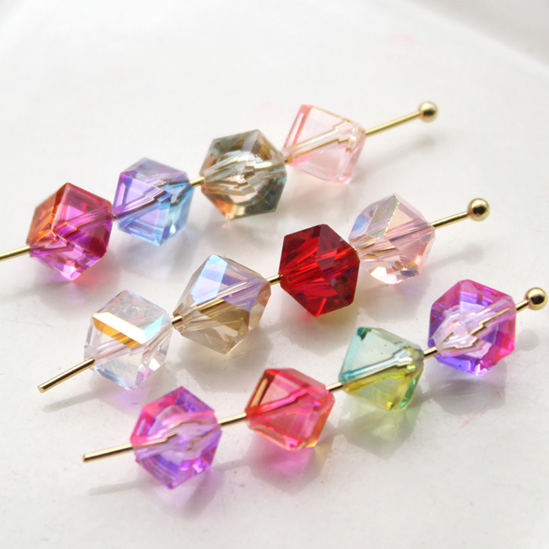 JC Crystal 6mm square Lampwork Glass Beads with Hole , Wholesale Jewelry Diy Accessories Crystal Beads for Earring