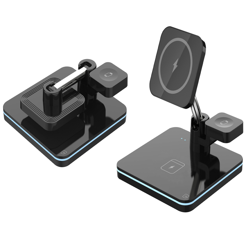 mag safe magnetic foldable 15W fast wireless charging stand for iphone 12 series phones watch headphone 3 in 1 wireless charger