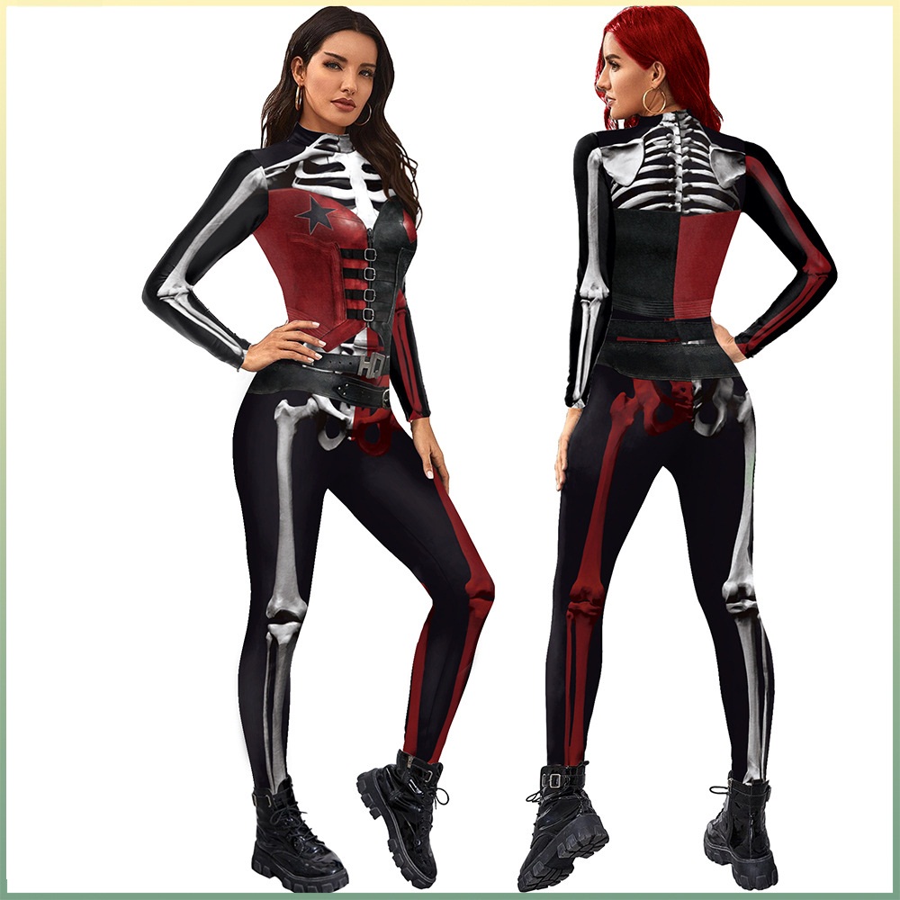 2021 skeleton funny halloween clothing long sleeve bodysuit Halloween jumpsuit Halloween clothing for women WS00140
