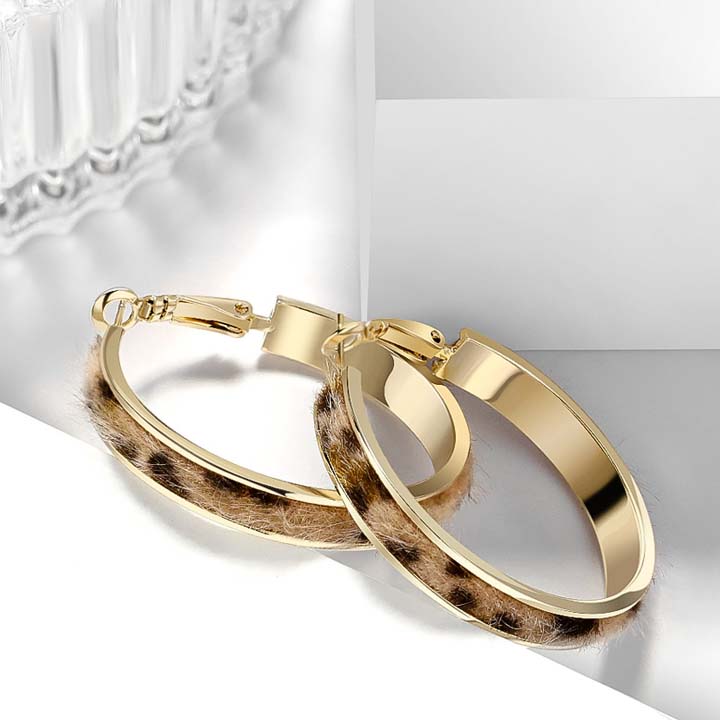 18K Gold Plated Novelty Design Jewelry Earring Fashion Brass Leopard Print Large Hoop Earrings For Women