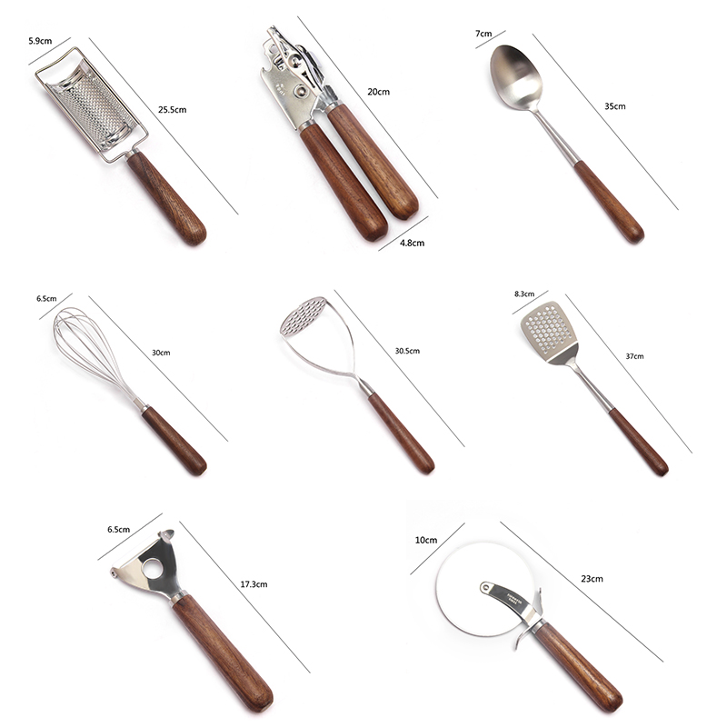 Homesmart Multifunctional Stainless Steel Kitchen Utensils Kitchen Utensils Set Kitchen Tools With Wooden Handle
