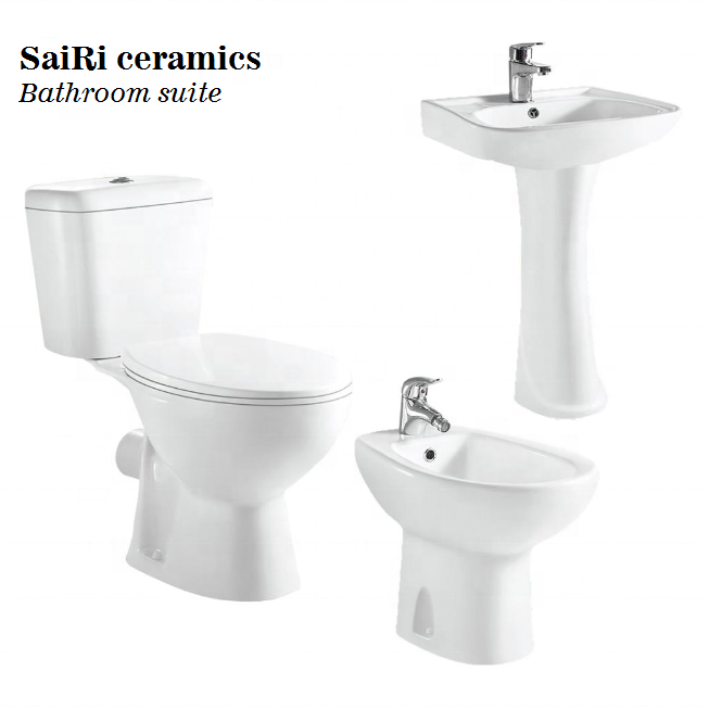 Bathroom & Kitchen LYTT06 Eco washdown two piece toilet + pedestal basin bidet sanitary ware suite Sanitary Ware Suite
