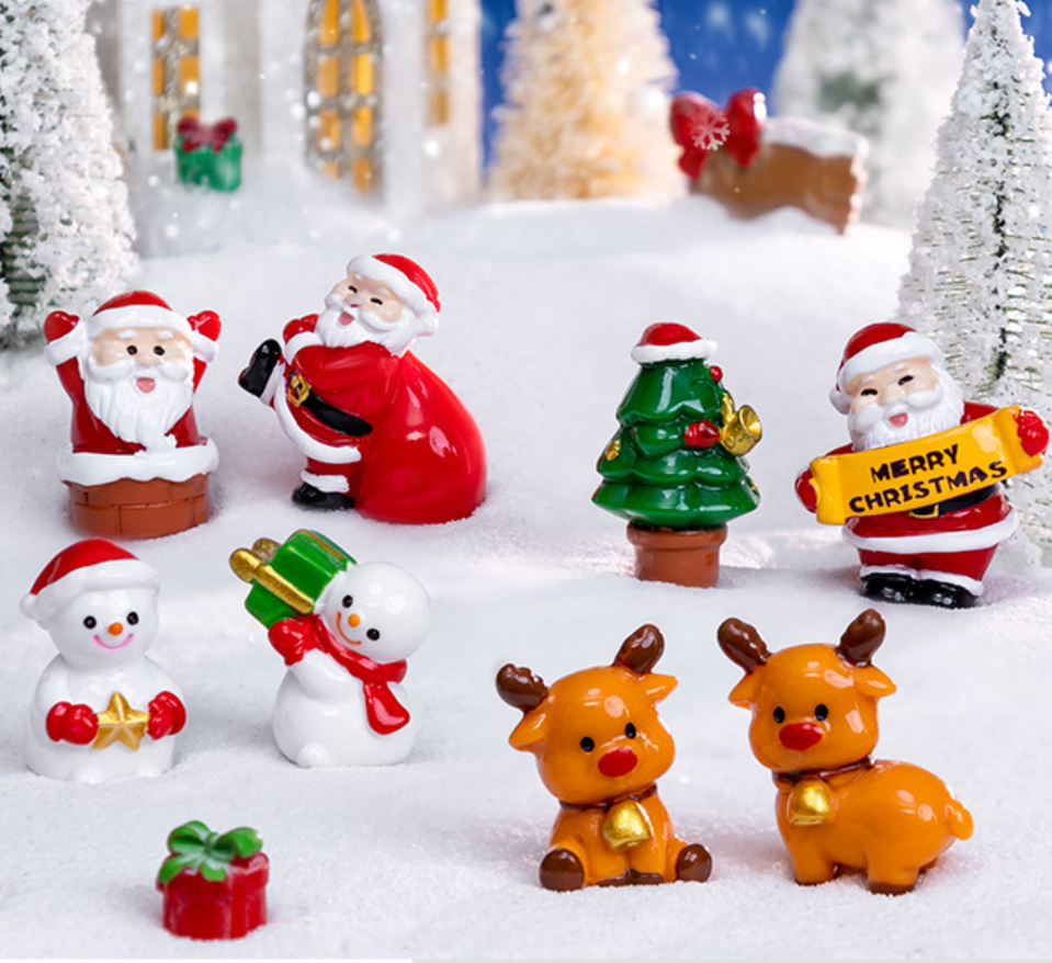 Home decor hand painted polyresin pray angel xmas Christmas figurines resin+crafts snowman Santa Claus tree deer