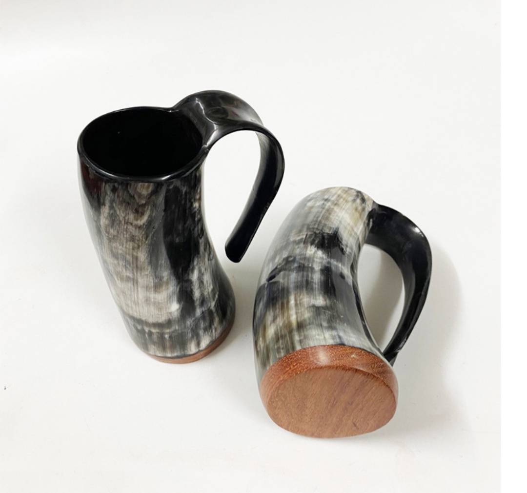 Viking Drinking Horn,Handcrafted Manly Beer Cup,Ox Horn Tankard for Ale.