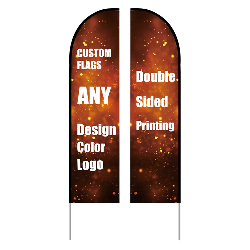 Full Aluminum Pole Custom Feather Flag For Advertising With Ground Spike Double Sided Printing