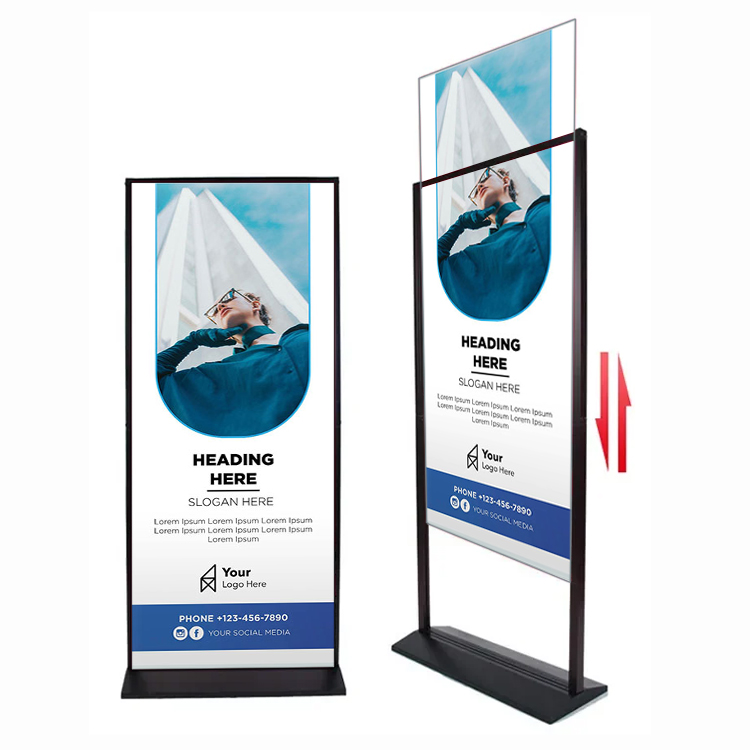 Factory Lowest Price Supermarket Promotion Advertising Racks Metal Frame Stable 80*180cm Banner Stand Cheap Metal Banner