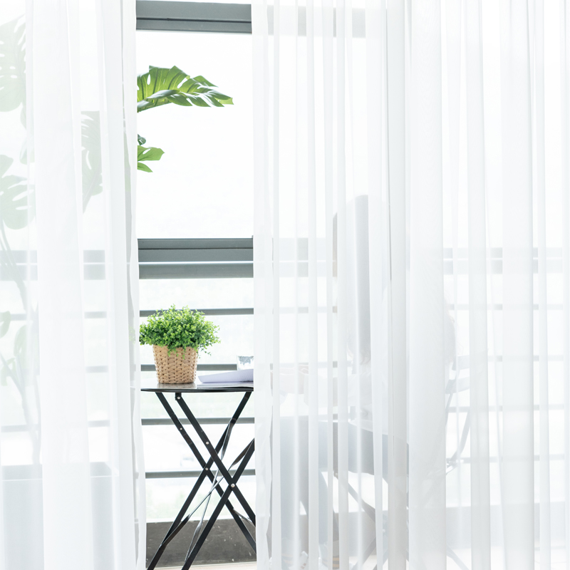 High quality luxury Eco-friendly White Polyester voile Sheer Curtains Fabric For Room