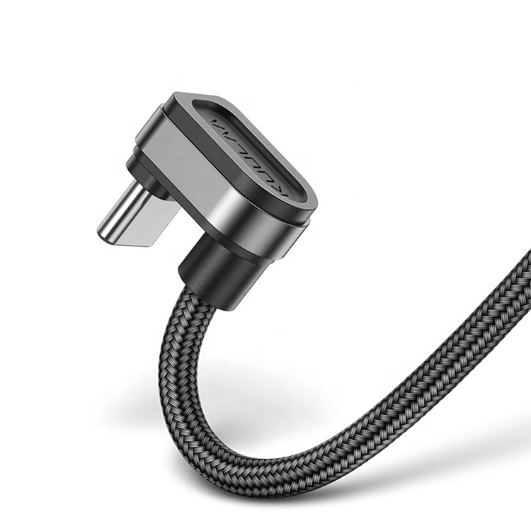 Kuulaa 1M/2M черный U-образный 90 градусов 2.4A Micro Usb с нейлоновой оплеткой типа C, ВЫСОКАЯ ЧЁТКОСТЬ, быстро заряжающийся мобильный телефон, игровой Зарядное устройство Usb кабель для передачи данных