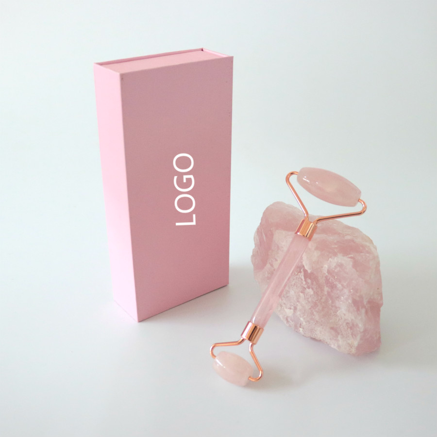 high quality custom box natural anti aging 100% facial rose quartz jade roller gua sha set for face