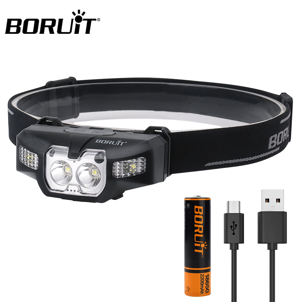 Boruit high lumen 2200mah аккумулятор usb Перезаряжаемый головной свет 260lm XPG охотничий светодиодный налобный фонарь для кемпинга