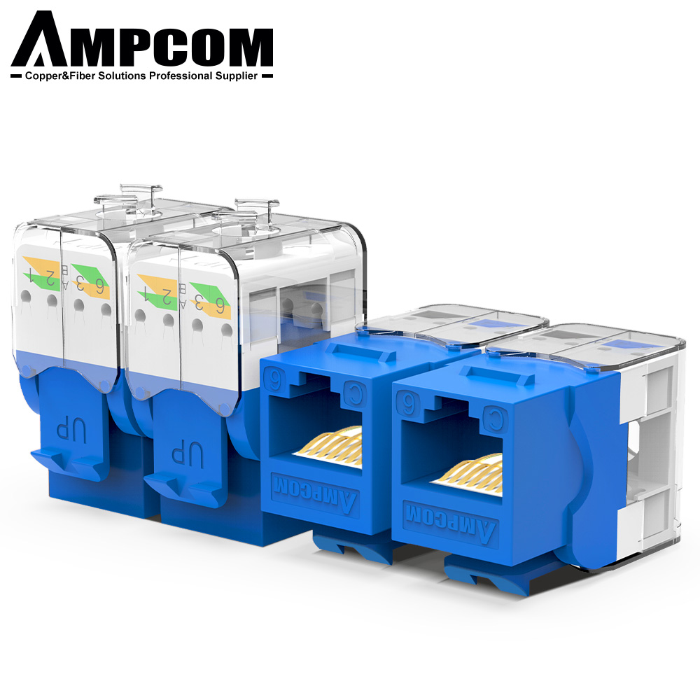 AMPCOM cat6 utp 180 градусов keystone jack безинструментальный keystone jack синего цвета для оптовых продаж, подключение к Интернету для домашней сети