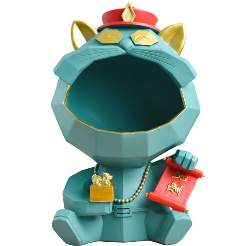 Lucky Cat Clock Decoration Creative Decoration Key Storage Living Room TV Cabinet Light Luxury New Home Wedding Gift