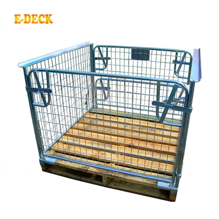 Logistics Industrial Metal Grid Euro Double Stack Jaula Palet Seguridad Pallet Cage Container