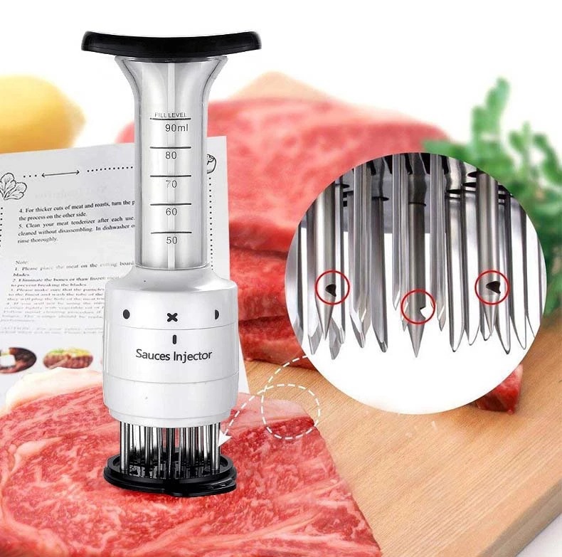 CL113 Meat Tenderizer Marinade Injector Barbecue Seasoning Sauce Injector Cooking Accessories Steak Pork Chops Loose Meat Hammer