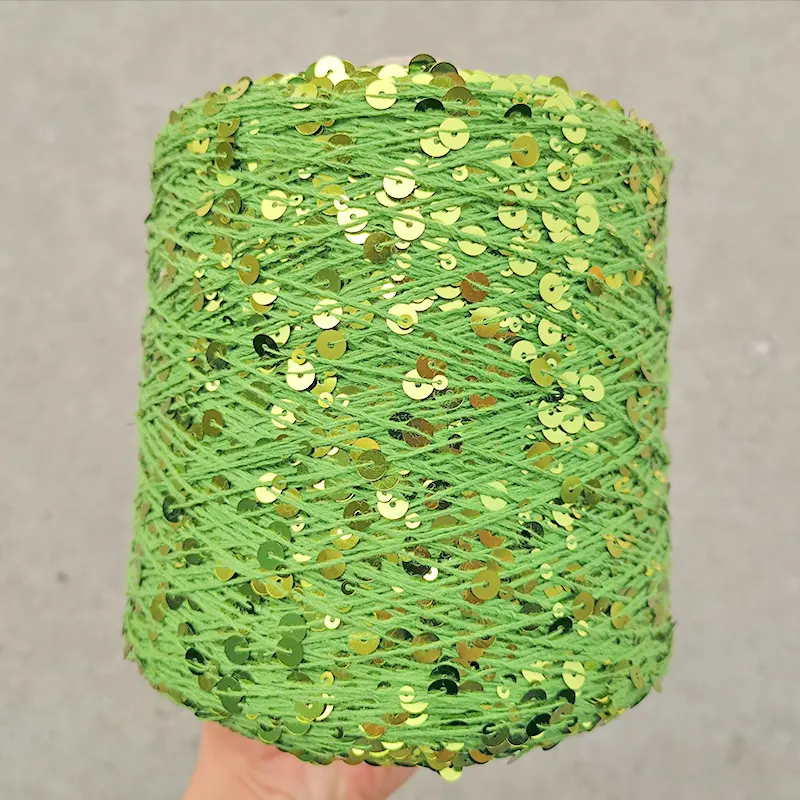 Wholesale Manufacturers Spot Stock 3MM+6MM Sequin Yarn 100% Cotton Fancy Yarn For Hand Knitting