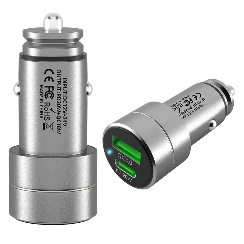 Автомобильное зарядное устройство pd с двумя портами usb-c