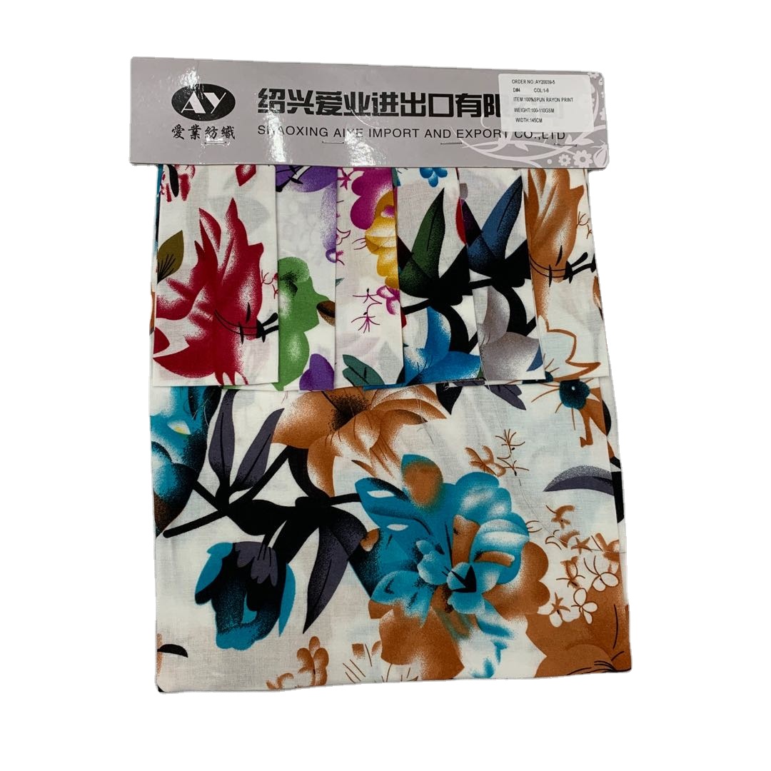 Manufacturer 100% Spun Rayon viscose print fabric for garment dress clothes
