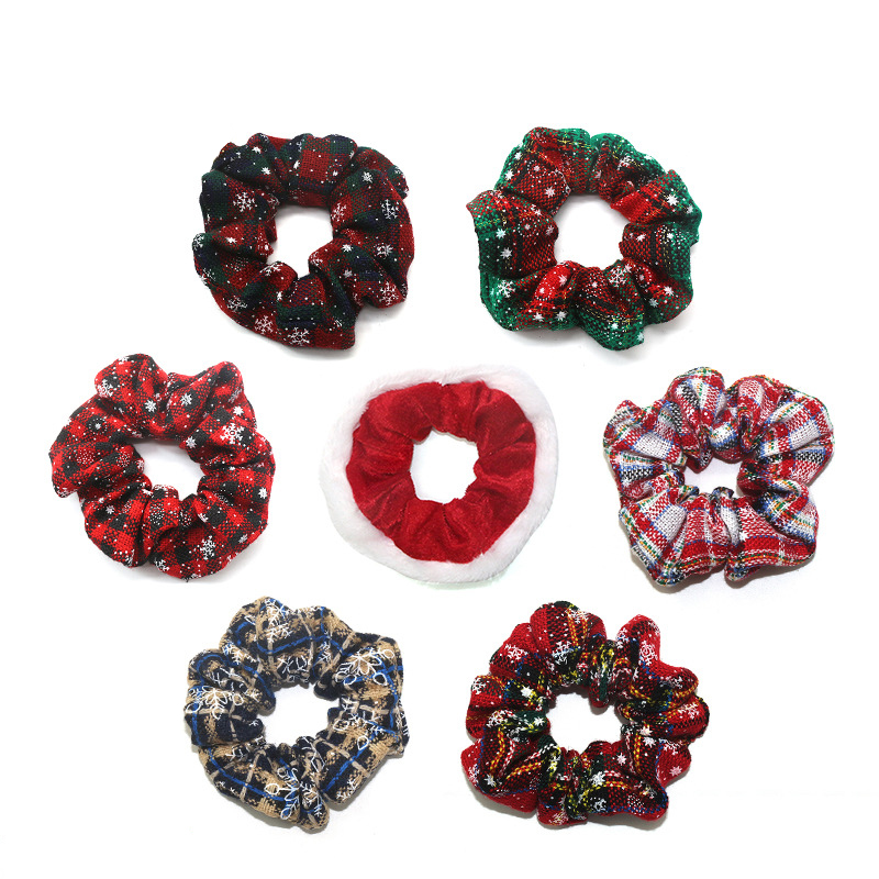 Высокое качество Мягкие аксессуары для волос Scrunchies ткань эластичная лента шнур волос Галстуки Снеговик Рождество Бархатные резинки для девочек