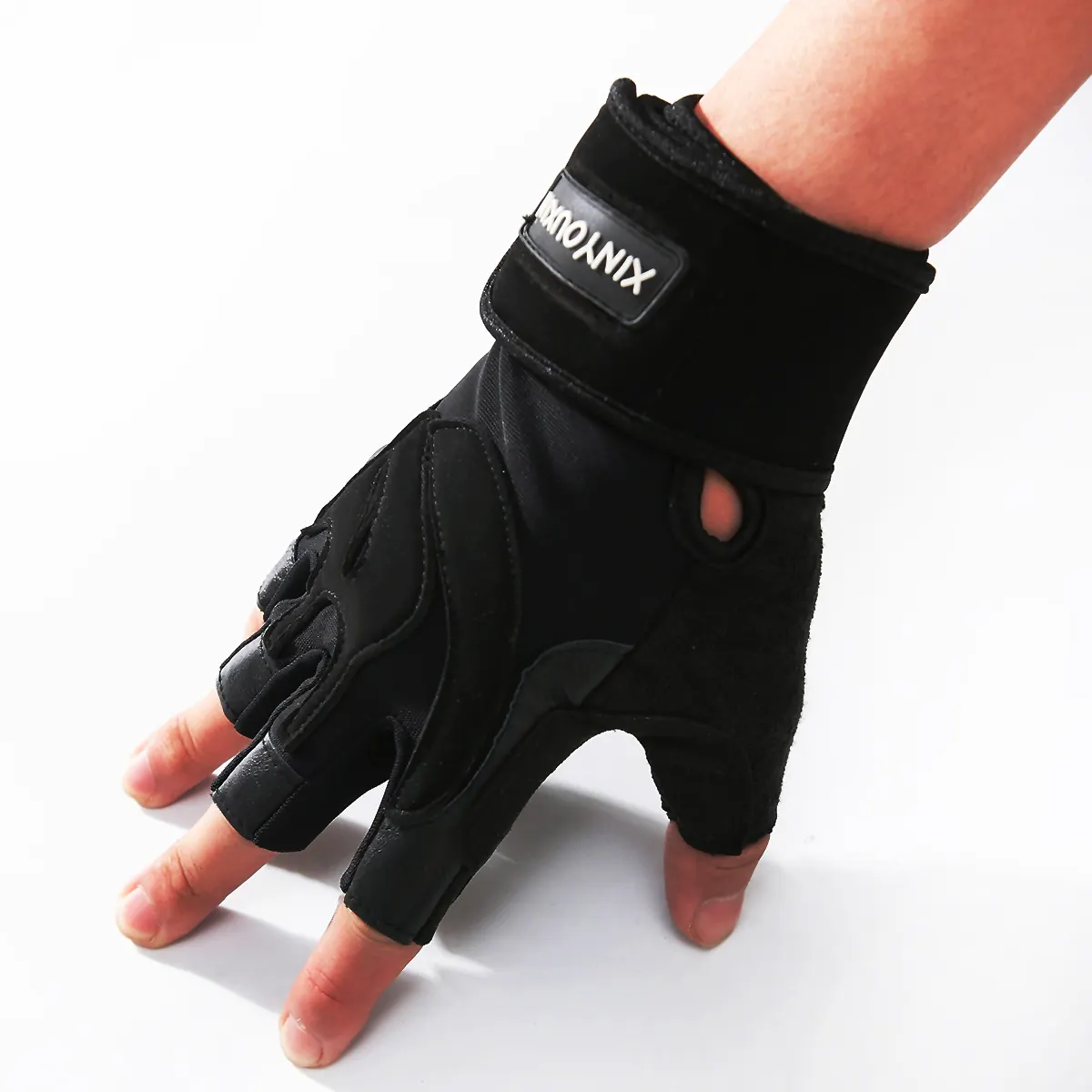 hot sale half finger breathable skid resistance adjustable workout gym gloves fitness crossfit weight lifting