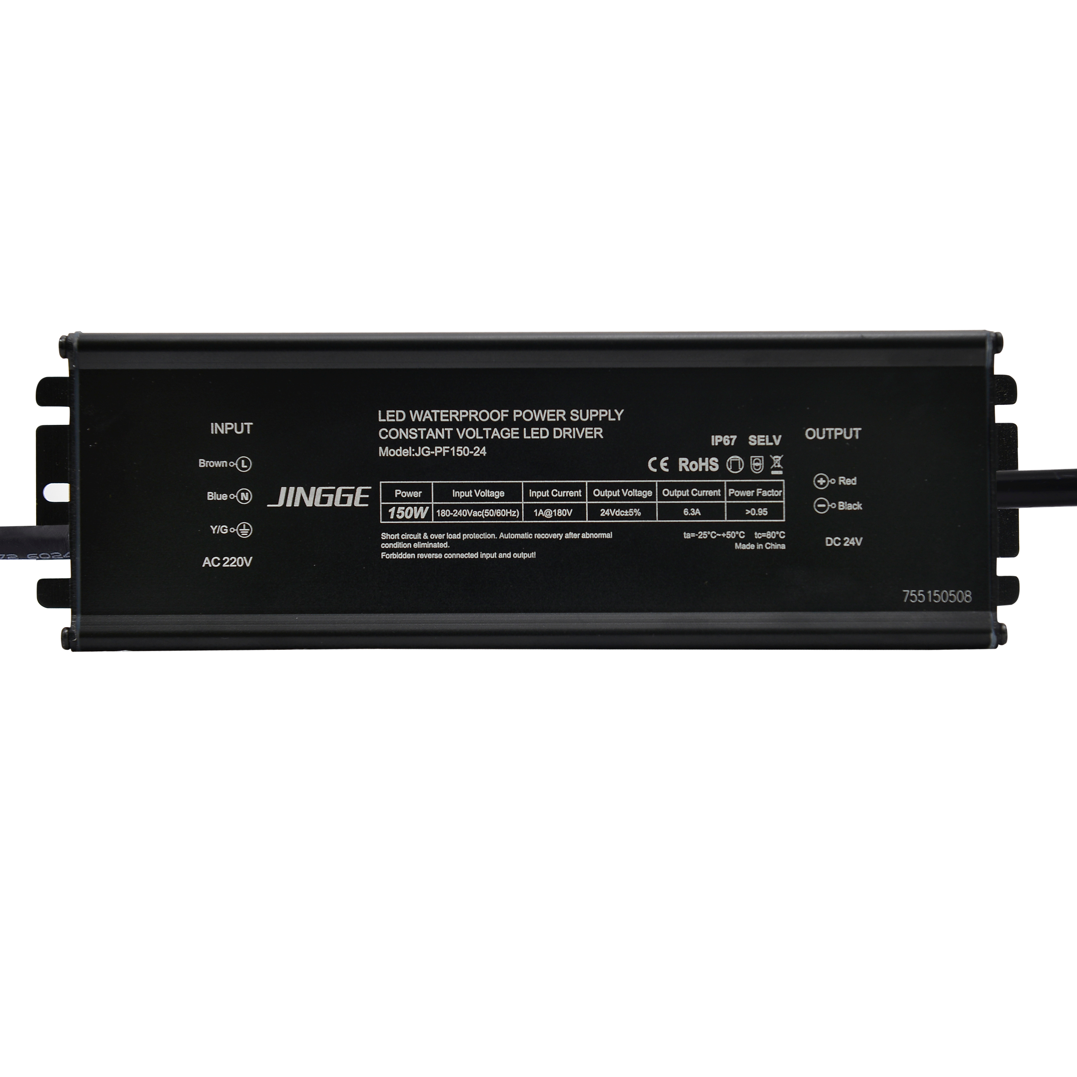 Универсальный Водонепроницаемый IP67150W 24V PF> 0,95 DC Светодиодный источник питания