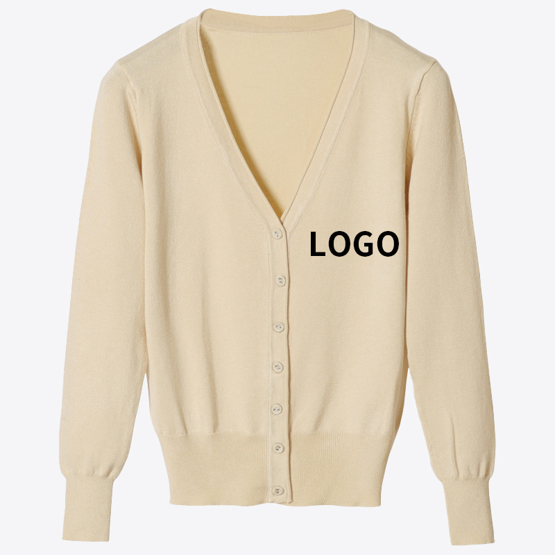 Autumn S-6XL Plus Size Custom Logo V Neck Long Sleeve Plain Jacket Cardigans Sweater Knitted Plus Size Women's Sweaters