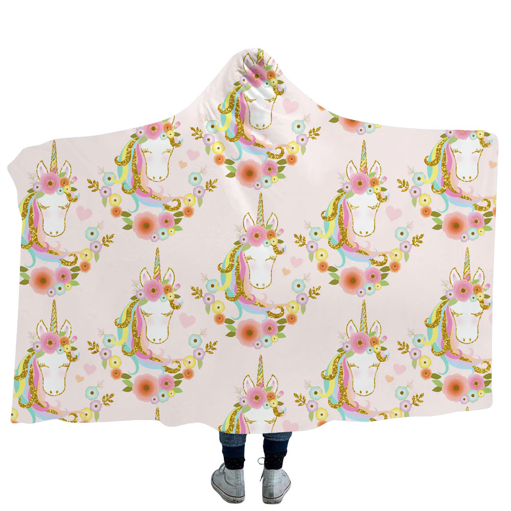 Amazon Hot Sell Popular Cartoon Unicorns Blanket Flannel Blanket Cartoon