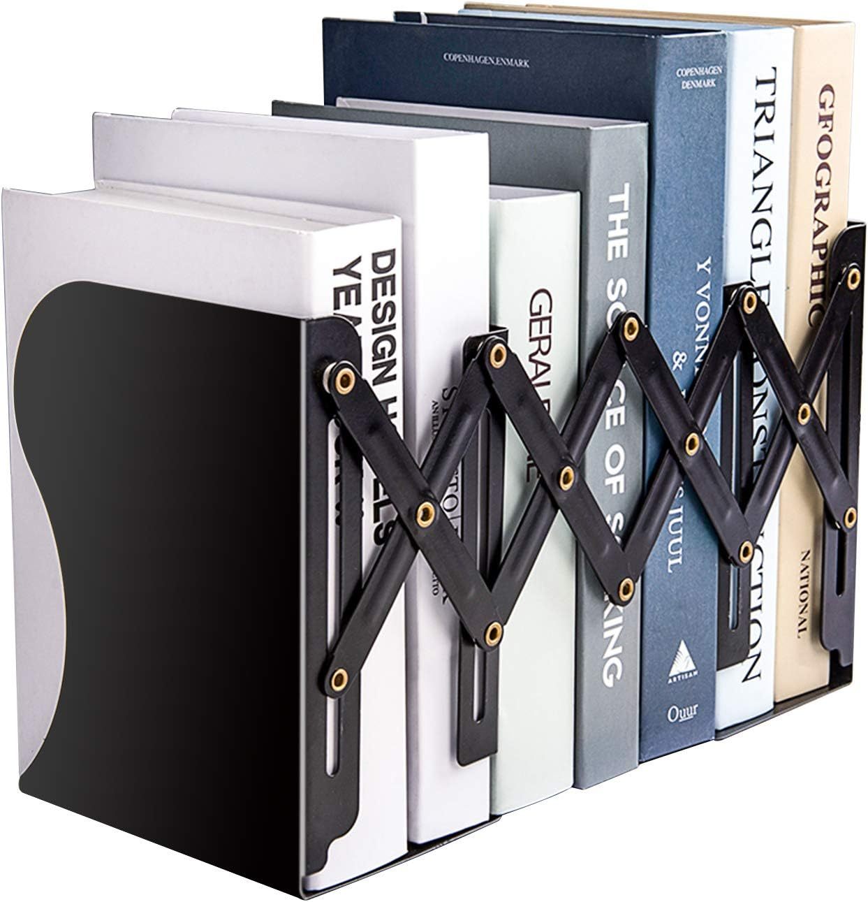 Adjustable Black Metal Bookends for Heavy Books Book Holder for Office Home School Use