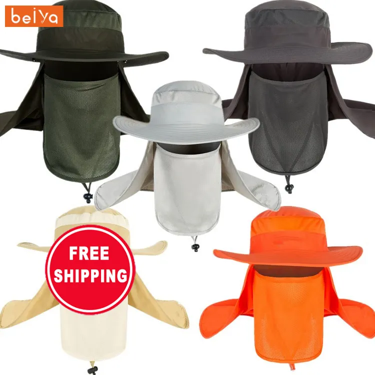 Summer Outdoor Waterproof Sun Hat Neck Face Uv Sun Protection Flap Cap Sunshade Big Wide Brim Adjustable Men Bucket Hats