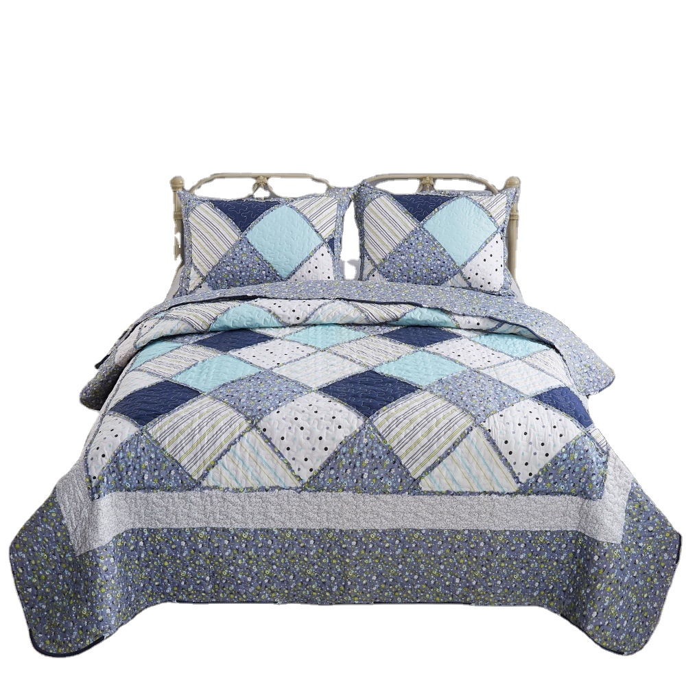 Kantha quilt indian style vintage reversible throw bedspread hand made quilt