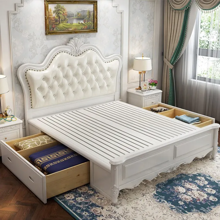Wedding Bedroom Furniture Design Drawer Bedside Table Queen Size Mattress