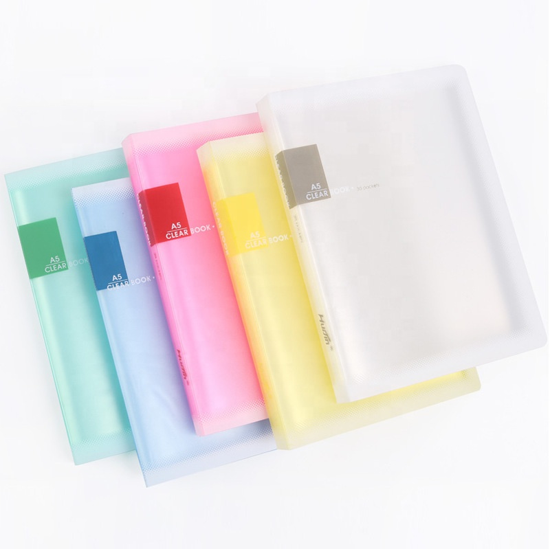 Custom Design Office A5 Size Clear Plastic 10/20/30/40/60 Pockets Folders Display Book