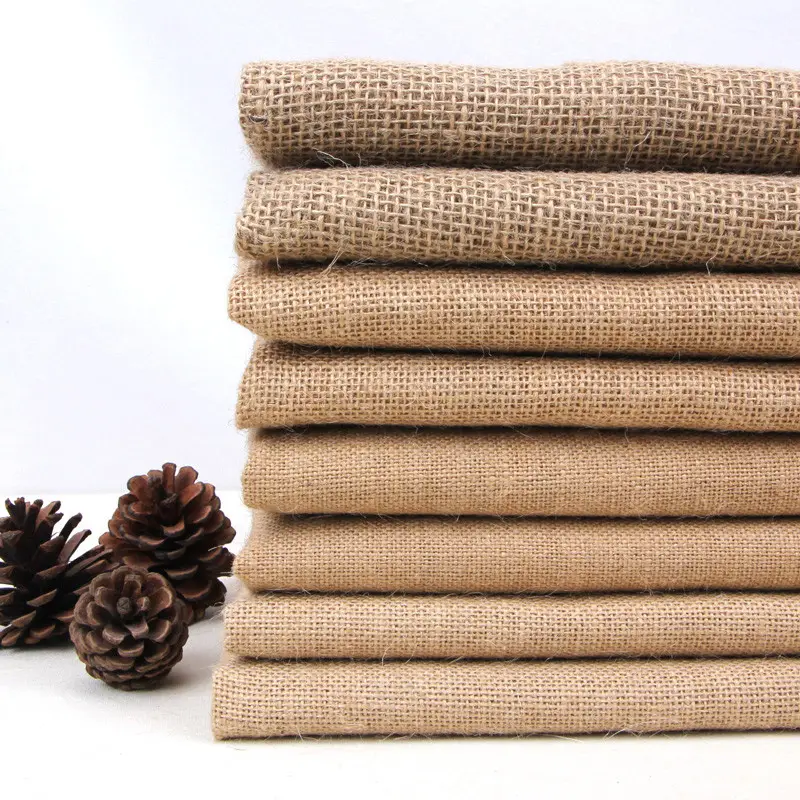 Natural Jute Burlap Organic Fabrics Linen Fabric for Placemats Bags Tablecloth Background Decoration Mesh Linen Textile Cloth