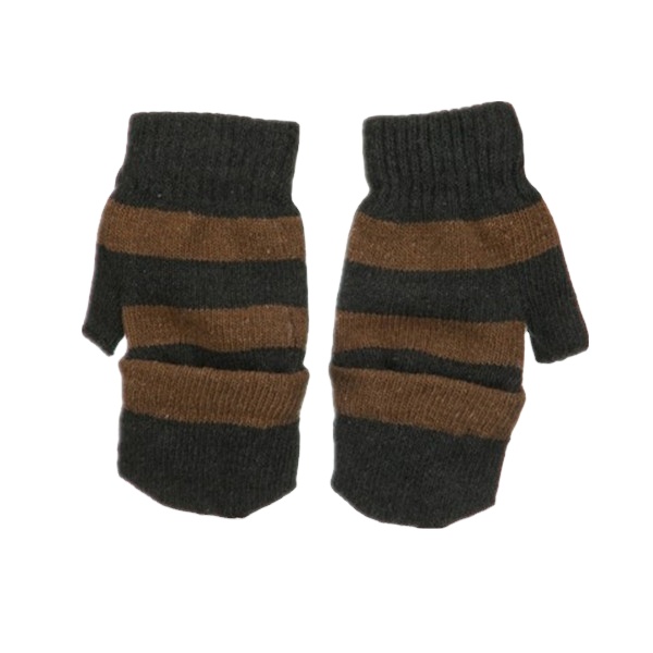 Flip Knitted Striped Mittens ski soft Half and Finger mittens