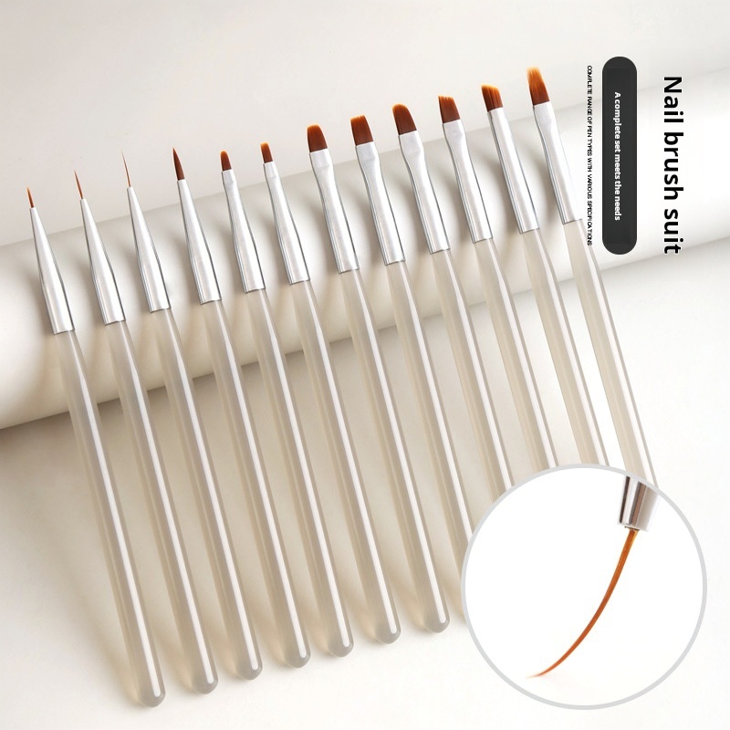 Wholesale 12pcs High End Nail Art Brush Set Tool Set Professional Nails Brush with Brush Pot