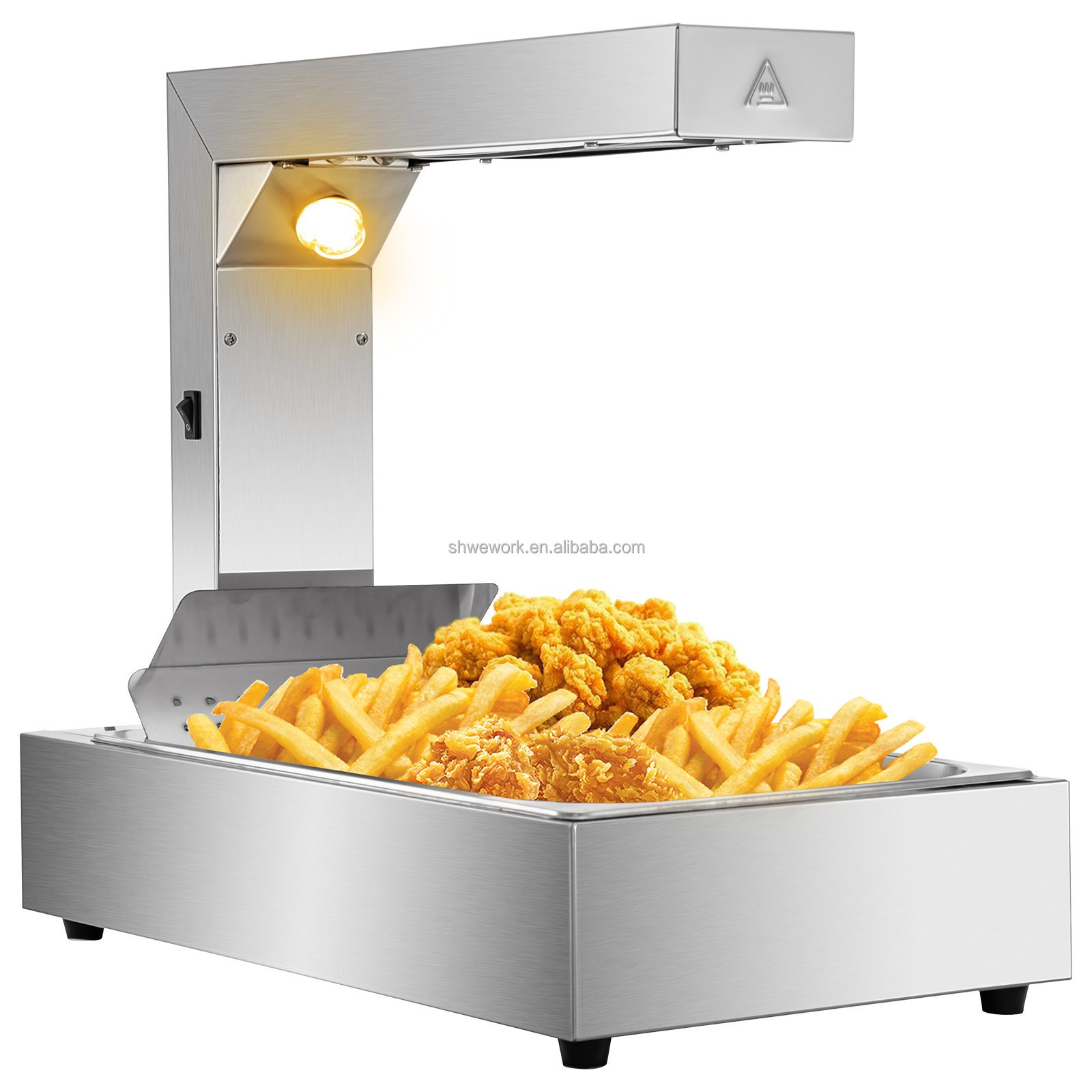 WeWork Commercial Chips Warmer Stainless Steel Food Heat Light 1000W Fry Heat Lamp Electric French Fries Display Warmer