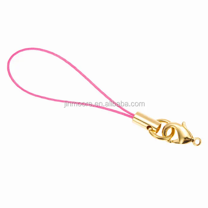 Gold Tone Nylon Round Phone Strap With Lobster Clasp