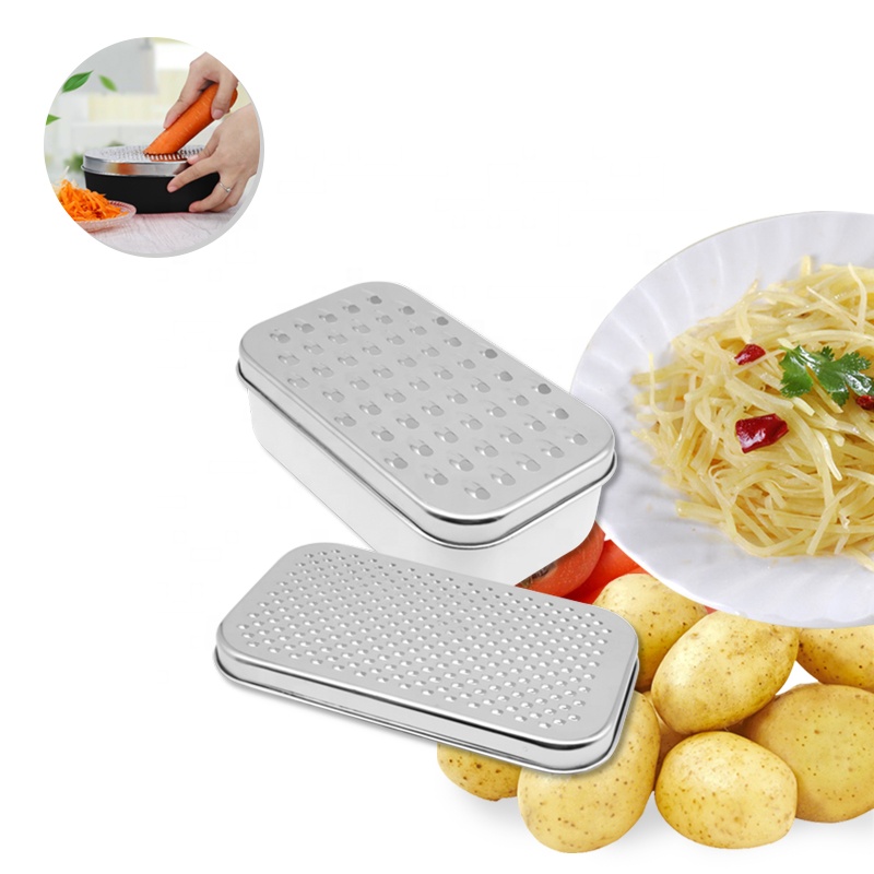Food Grade Stainless Steel 304 Vegetable Grater Kitchen Gadget Multi Function Carrot grater with Storage Container