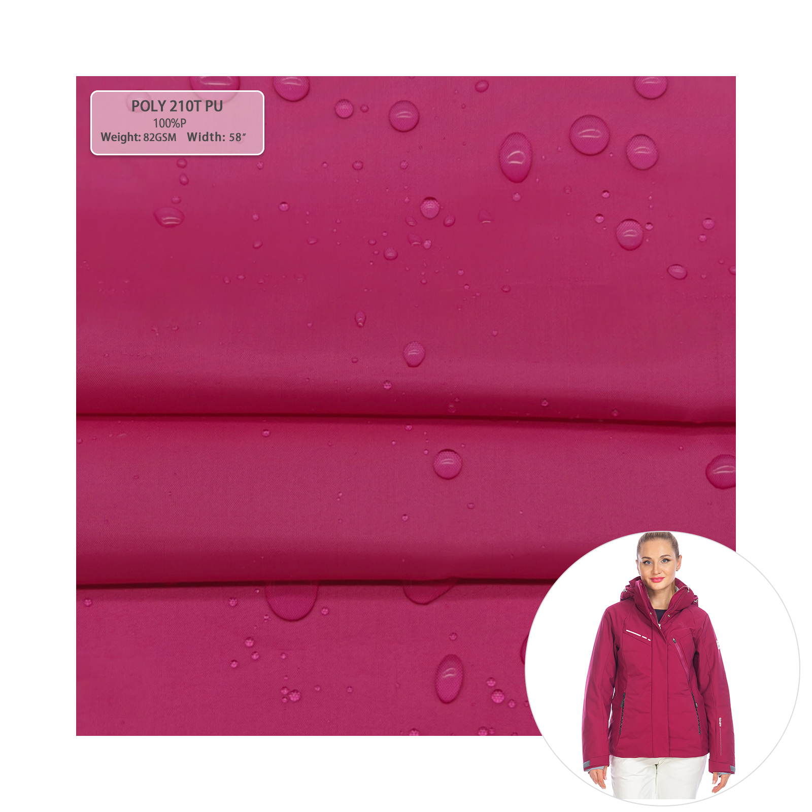 China Manufacturer Waterproof with TPU film taffeta fabric for cloth